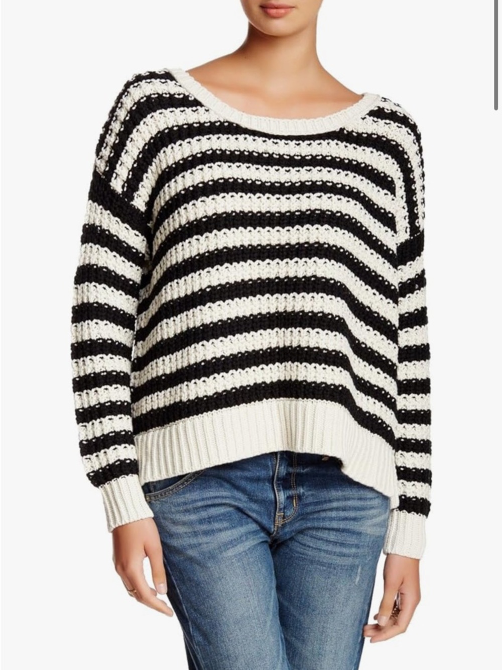 Free People “At the Beach" striped chunky knit sweater